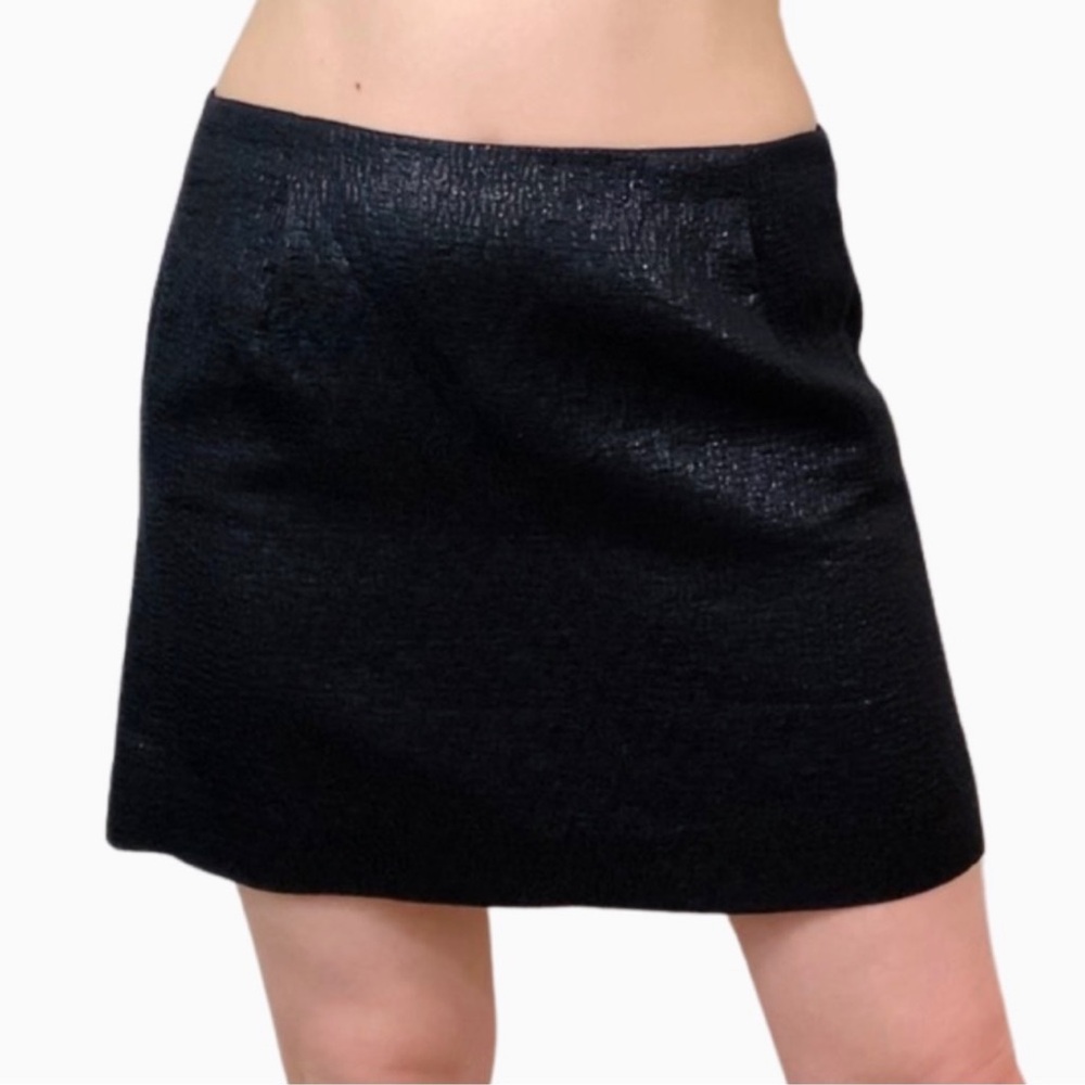 J. Crew Metallic Silk/Cotton Mini Skirt 23000 Black Clubwear Y2K Shiny. Size 0